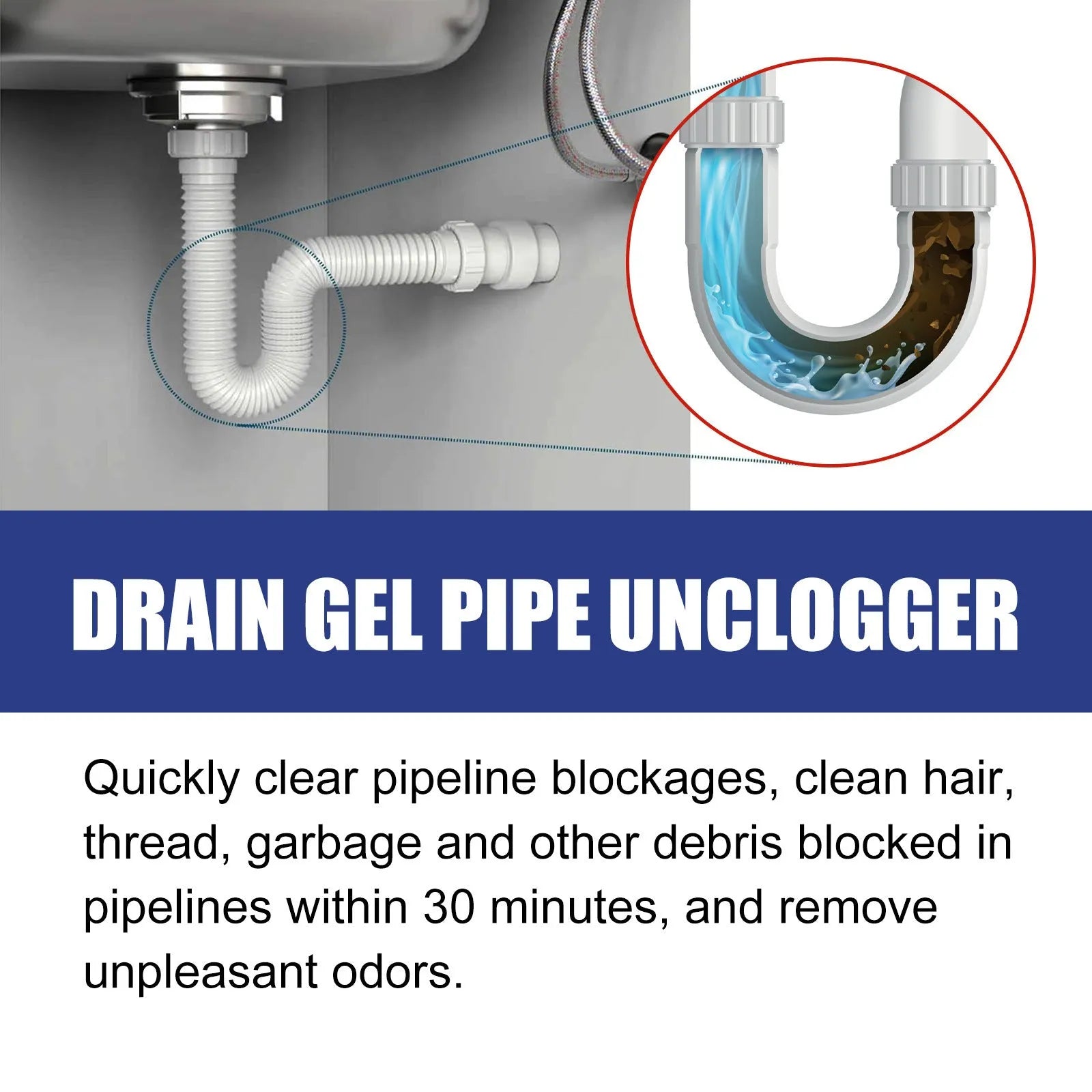 Pipe dredge agent for kitchen and bathroom sewer cleaning in 100g packaging