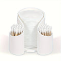 A solid colour plastic cotton box for dental floss or swab storage.