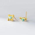 Women's geometric cross quadrangle stud earrings in 925 silver with silver or gold tone finishes