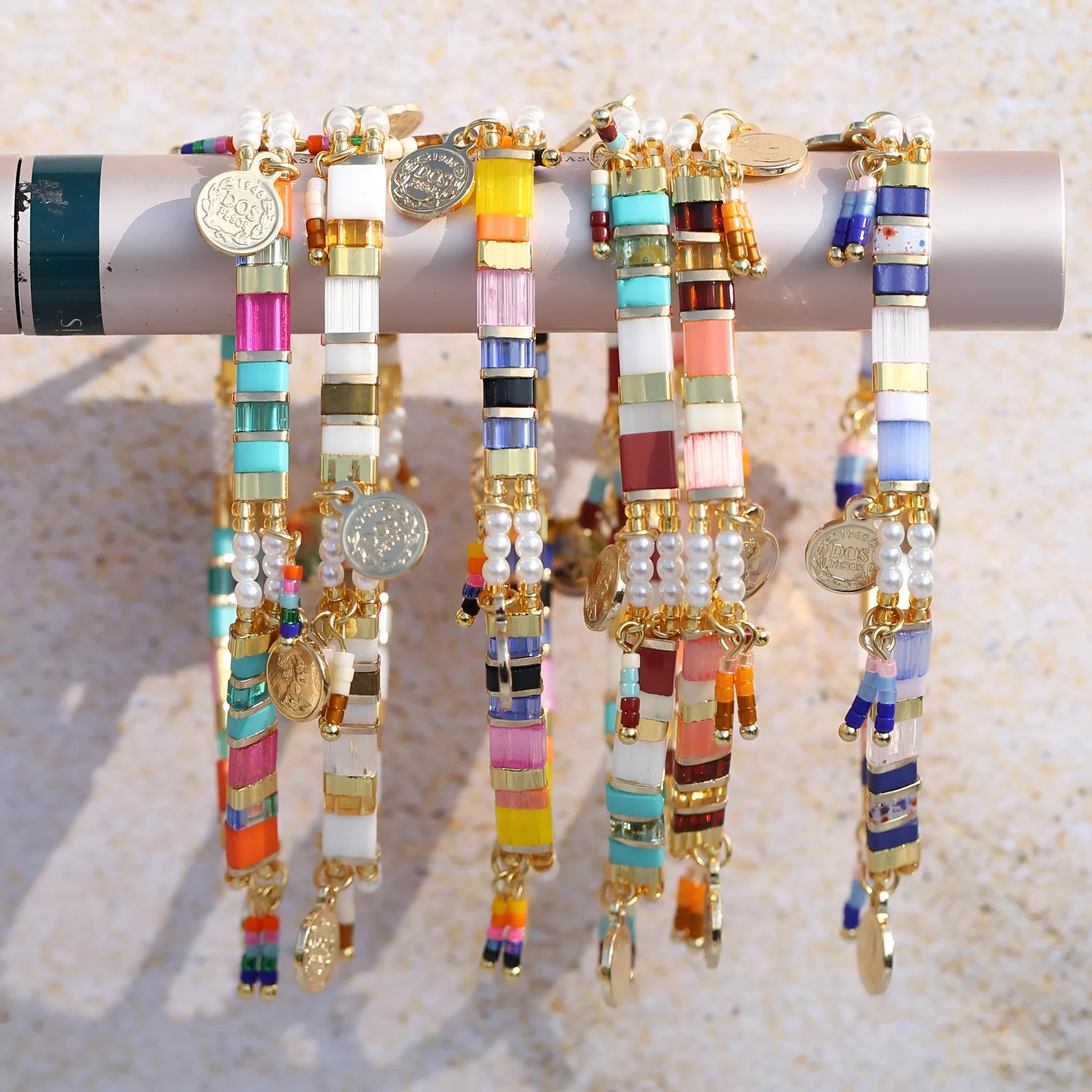Women's handcrafted glass bead bracelet with imitation pearls in European American style