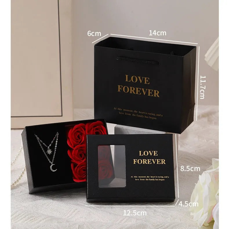 Six handmade soap roses in gift box with handbag, Korean style Valentine's Day gift set