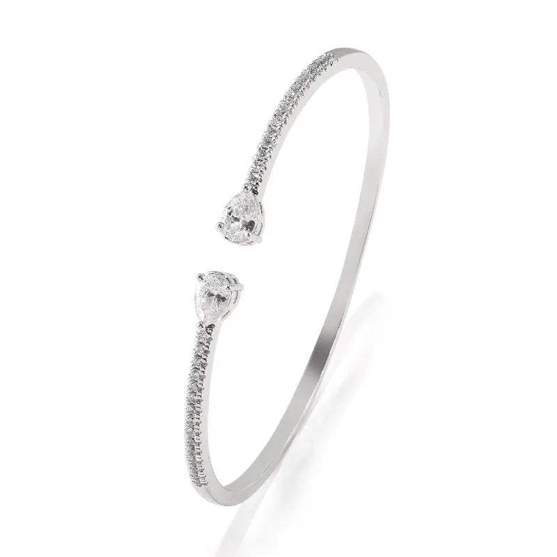 Copper bracelet with white zircon decoration in simple design