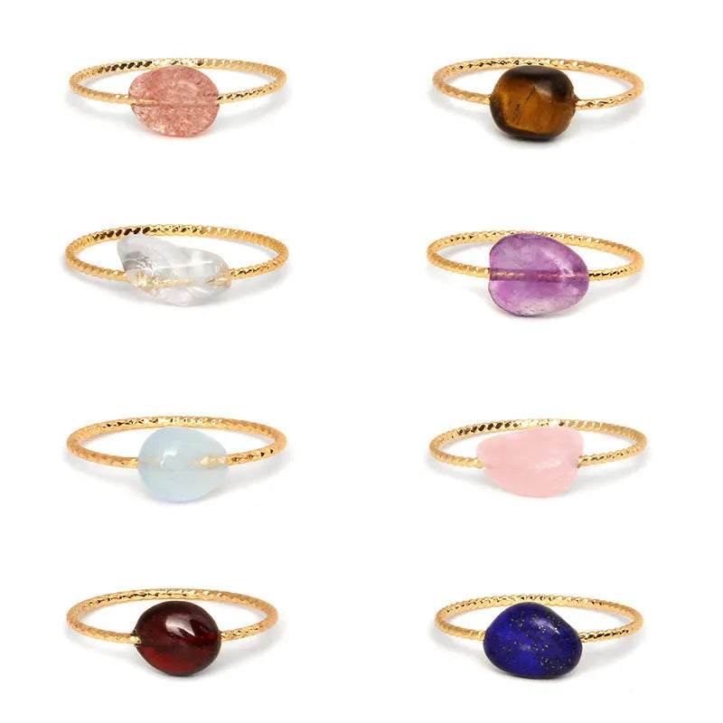 Women's geometric ring with a coloured agate stone set in a square niche, showing colour options BZ0072 to BZ0079.