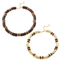 Women's multi-layer wooden necklace and bracelet set with alloy pendant, European exaggerated style