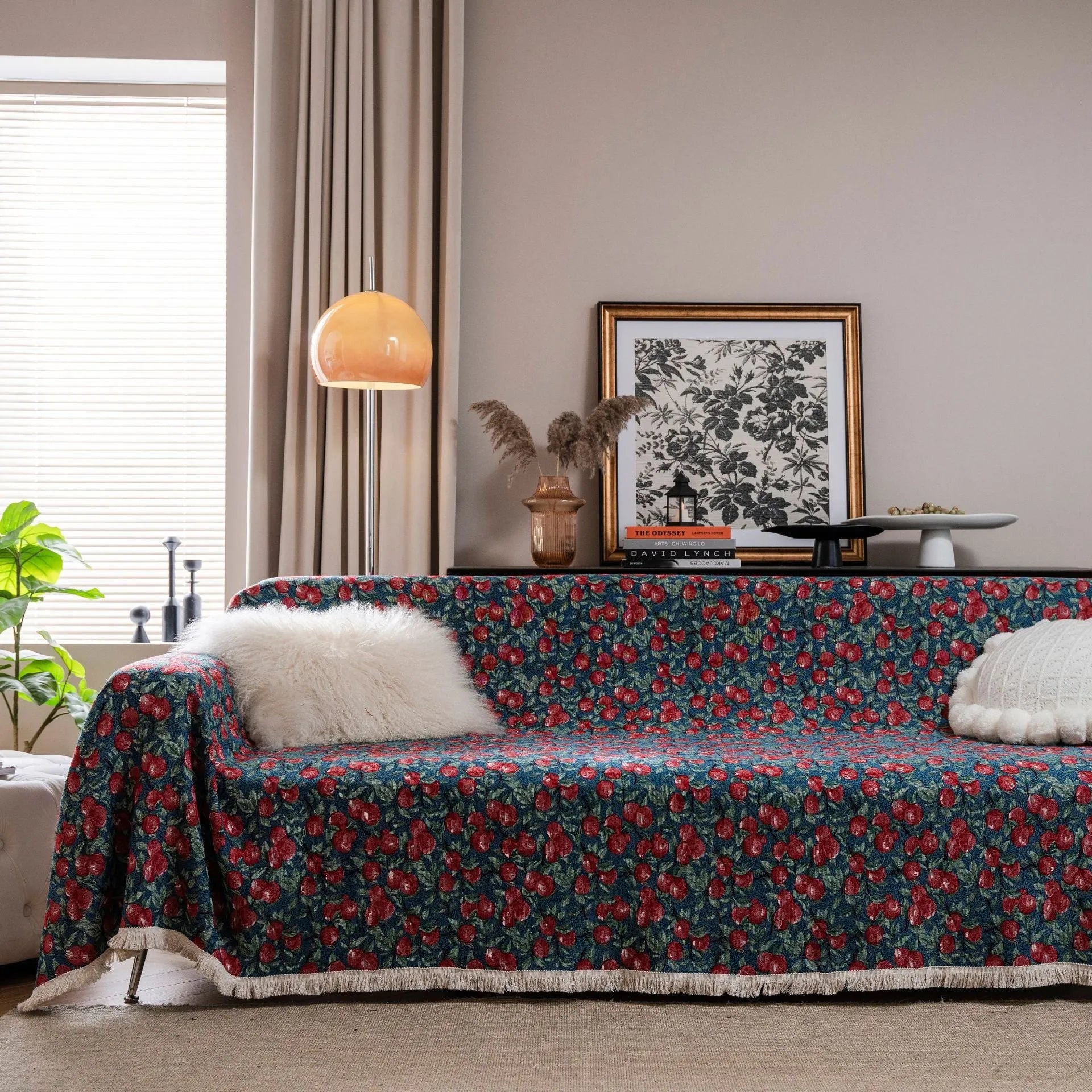 American country style jacquard sofa cover with floral pattern on polyester cotton fabric