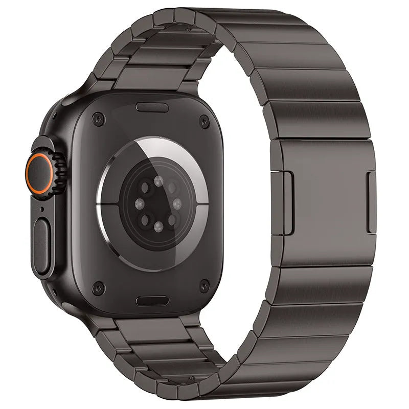 Stainless steel Apple Watch strap with magnetic buckle in multiple colour options