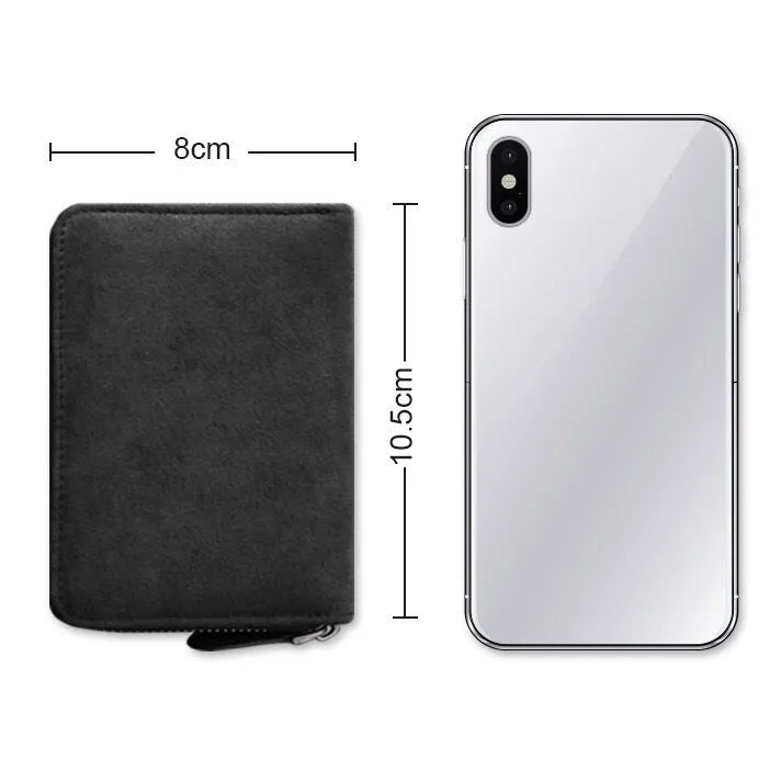 Men's anti-degaussing PU card holder in gray with 11 card positions, urban simplicity style