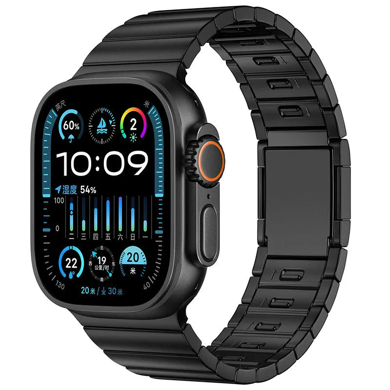 Stainless steel Apple Watch strap with magnetic buckle in multiple colour options
