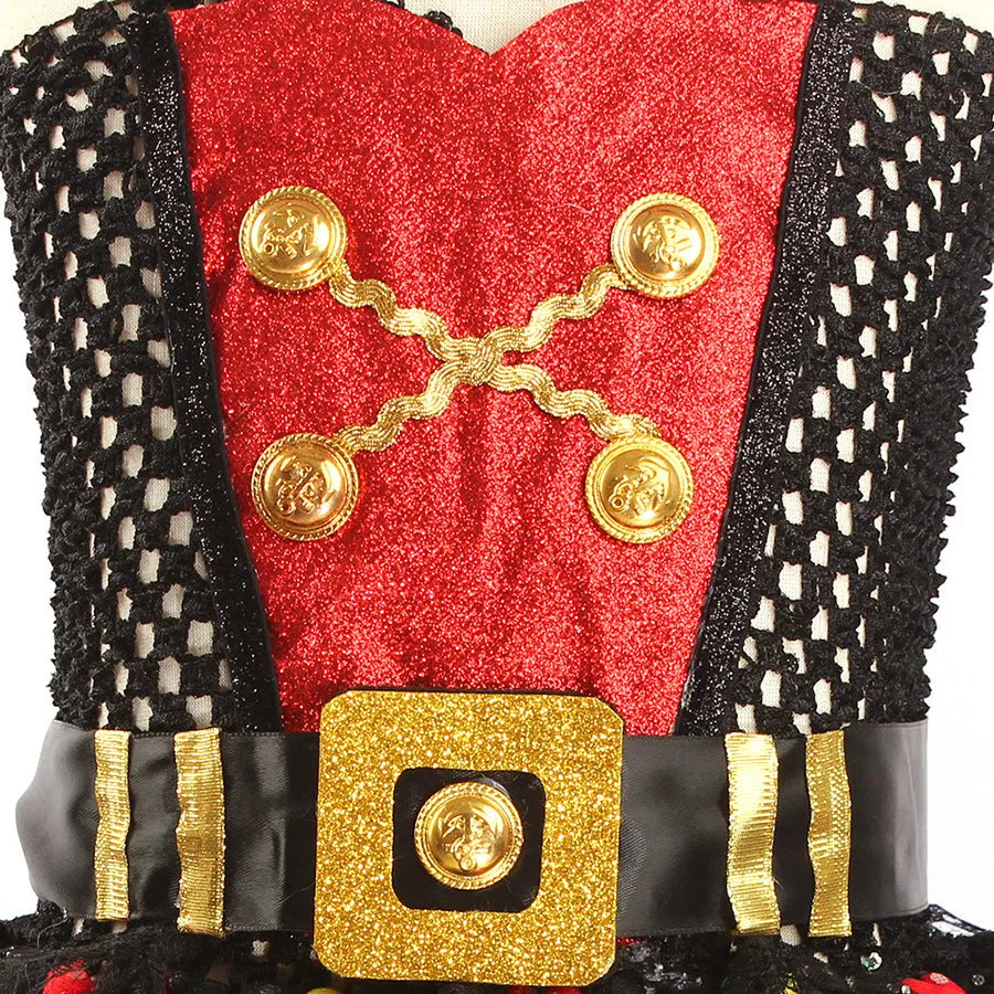 Girls pirates of the Caribbean Halloween costume dress with sequin gauze mesh lace details on pirate skirt