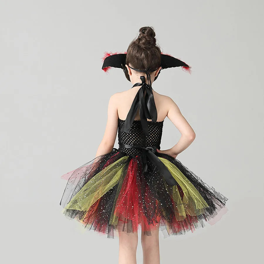 Girls pirates of the Caribbean Halloween costume dress with sequin gauze mesh lace details on pirate skirt