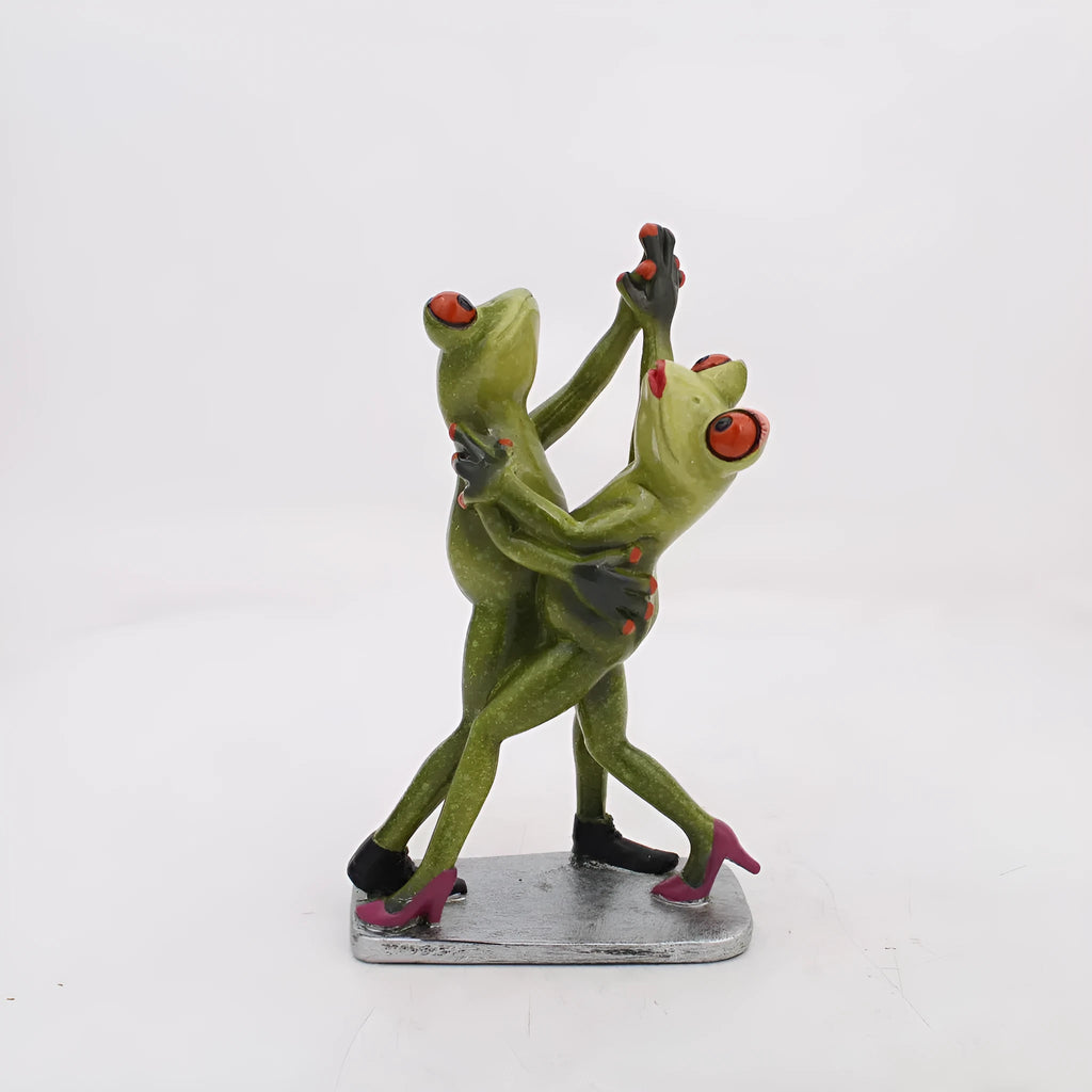 A pastoral style decorative frog figurine made from synthetic resin, for living room or study shelving.