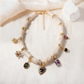Bamboo resin heart pendant necklace with electroplated finish in pictured colour