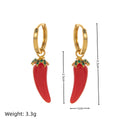 Gold plated fruit and vegetable design earrings in carrot, orange, blueberry, lemon, olive, peach, or chilli shapes.