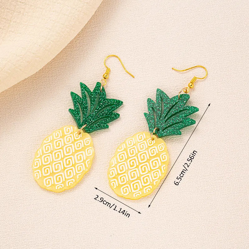 Acrylic drop shape earrings with botanical artwork in five colour options
