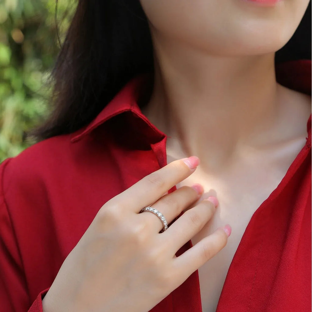 Women's sterling silver ring with round geometry design in fashion OL style