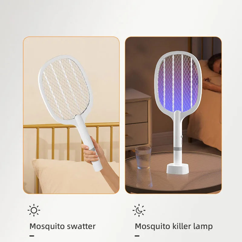 Purple and blue rechargeable electric mosquito swatter for indoor insect control