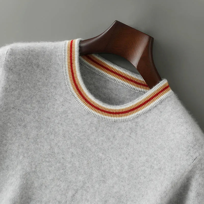 Men's pure wool short sleeve sweater with round neck in white, grey or black colours