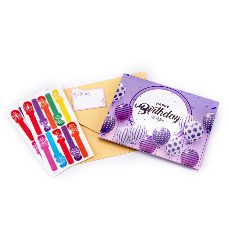 Chinese ink style birthday card with a 3D white cake pop-up and musical mechanism.