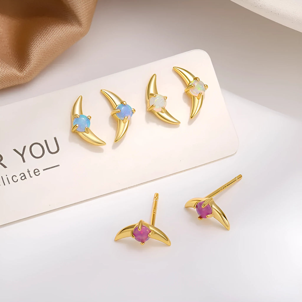 Women's geometric earrings in 925 silver with electroplated finish showing six colour variations
