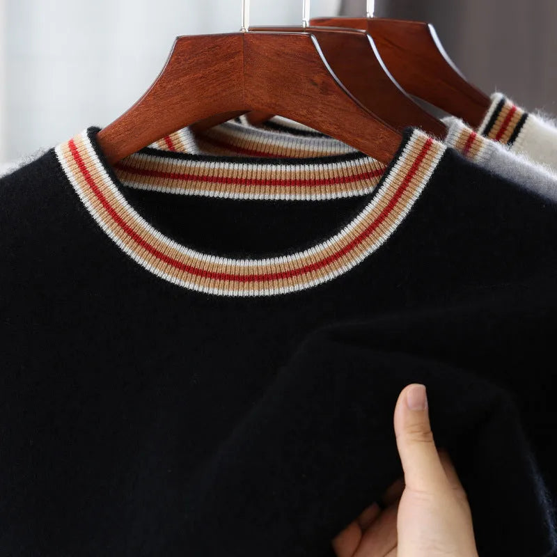 Men's pure wool short sleeve sweater with round neck in white, grey or black colours