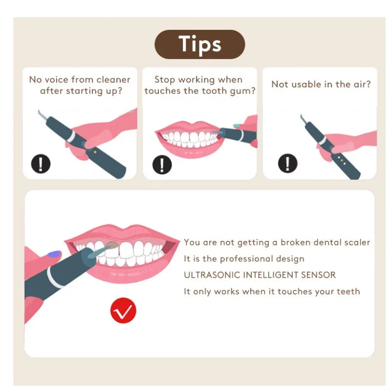 Gold ultrasonic tooth cleaning device for tartar and stain removal at home