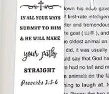 Stainless steel Bible verse bookmark with engraved text in European style design