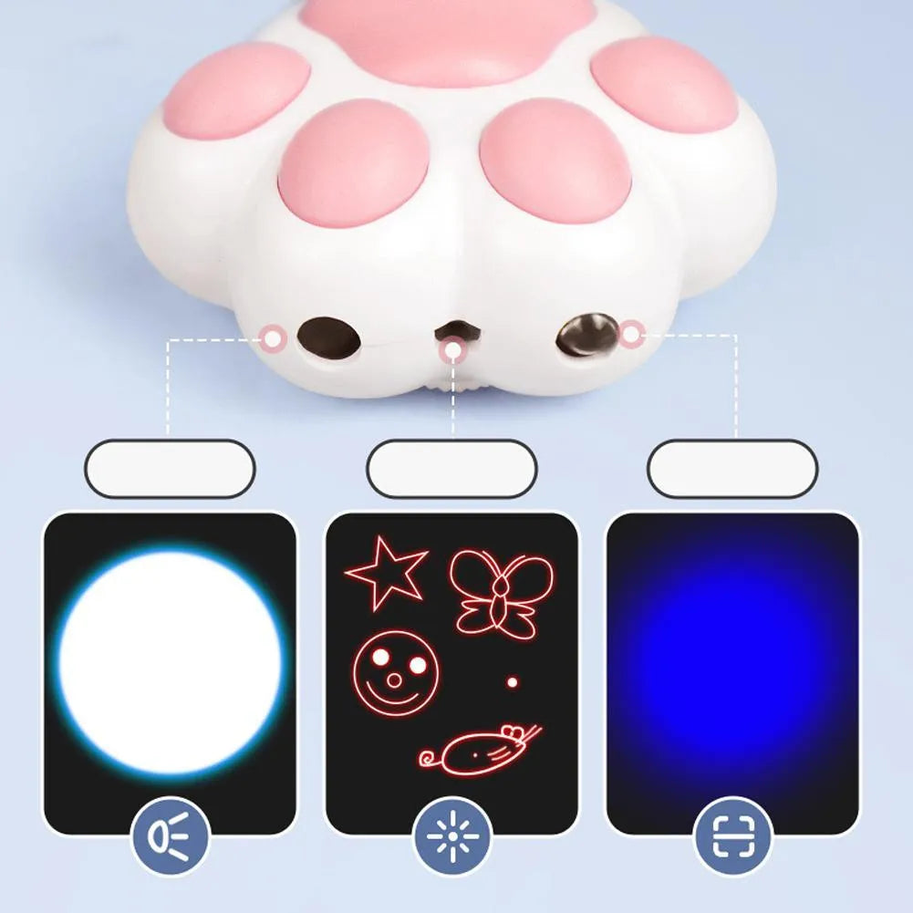 Pink and black USB rechargeable cat infrared teaser toy with keychain attachment