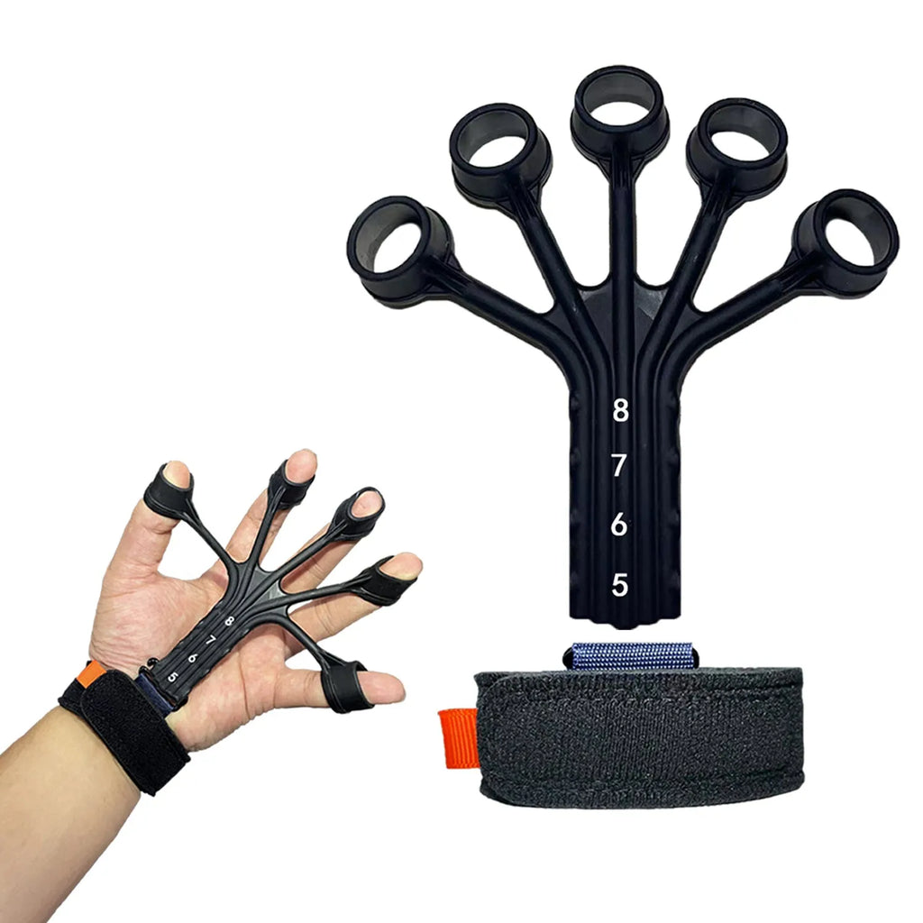 Silicone finger flexion extension trainer with adjustable belt for hand rehabilitation therapy