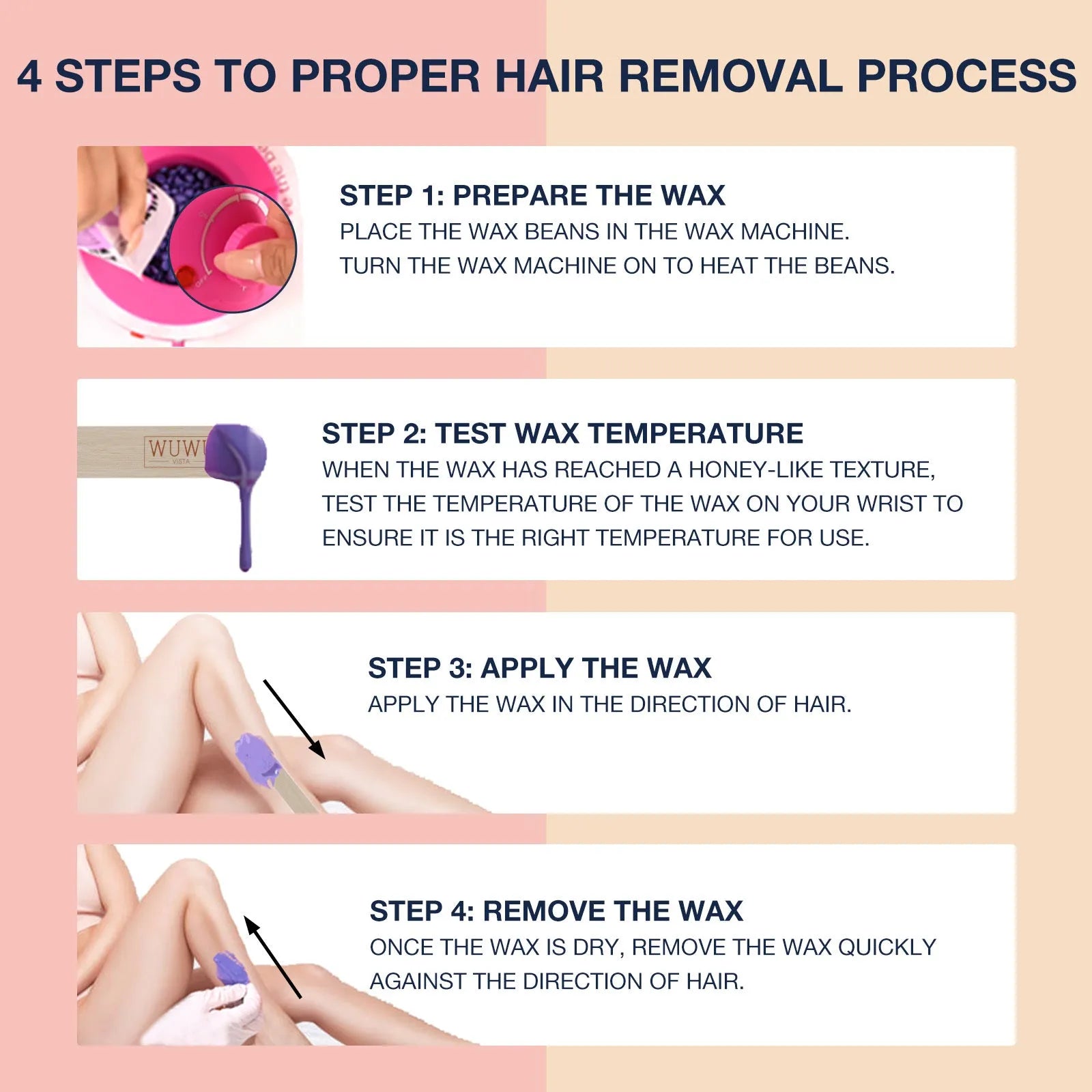27-piece hair removal waxing kit with wax heater machine, four coloured wax bead pots, and wax sticks