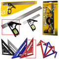 Red thin 7inch metal combination angle ruler with metric graduations on both sides for surveying