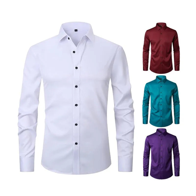 Men's stretch long sleeve work shirt in polyester available in sizes S to 3XL with multiple colour options