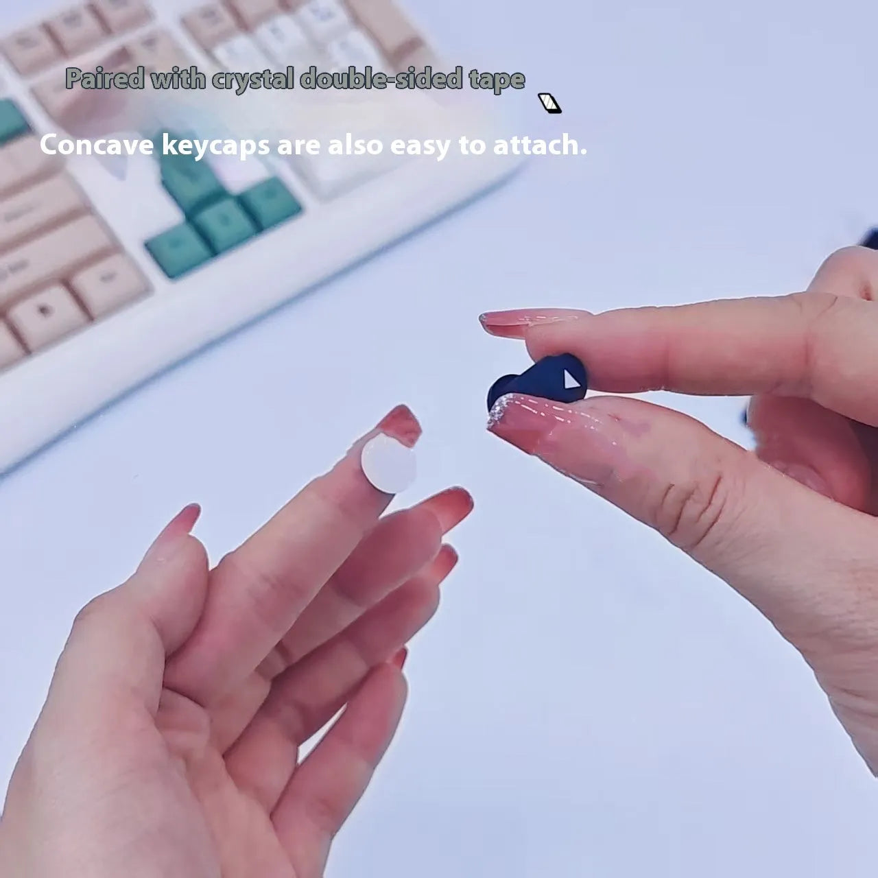 70 anti-static silicone keycaps for long nails in assorted colours including black, clear, mint green, pink, and purple