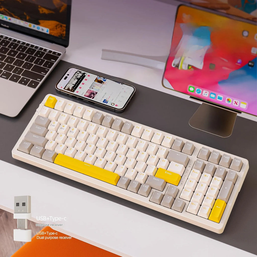 Free Wolf K96 Bluetooth wireless mechanical keyboard with compact 39cm design and red switches