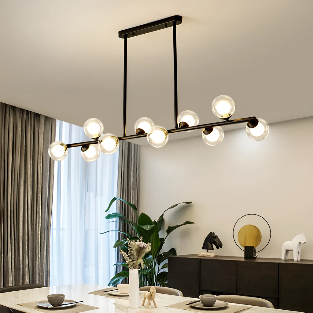 Nordic glass bubble ball chandelier with iron body multi arms warm light