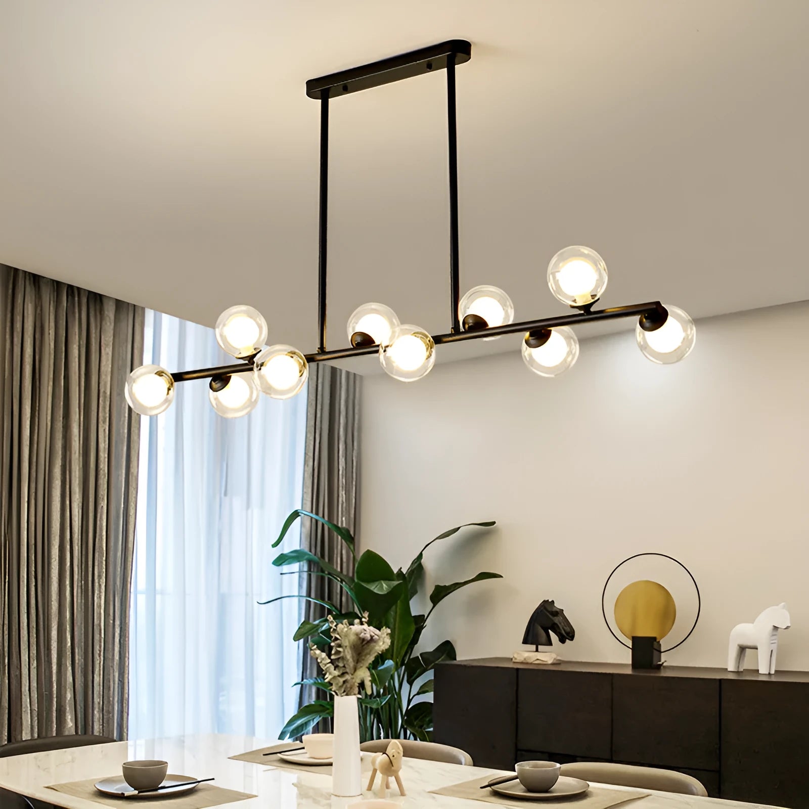 Nordic glass bubble ball chandelier with iron body multi arms warm light