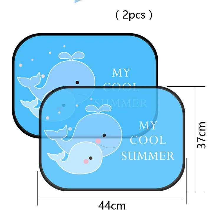 Electrostatic adsorption car side window sunshade in animal designs like giraffe and lion pairs
