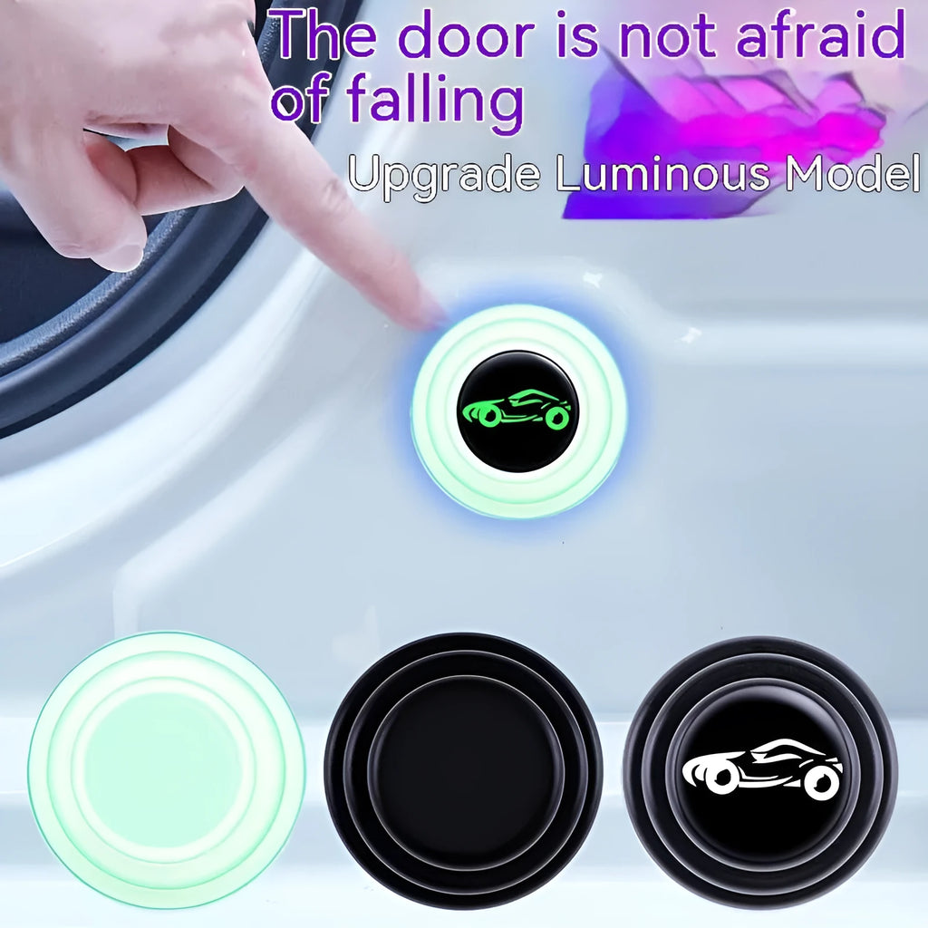 Black and luminous silicone car door shock absorber pads for edge protection, 20mm size.