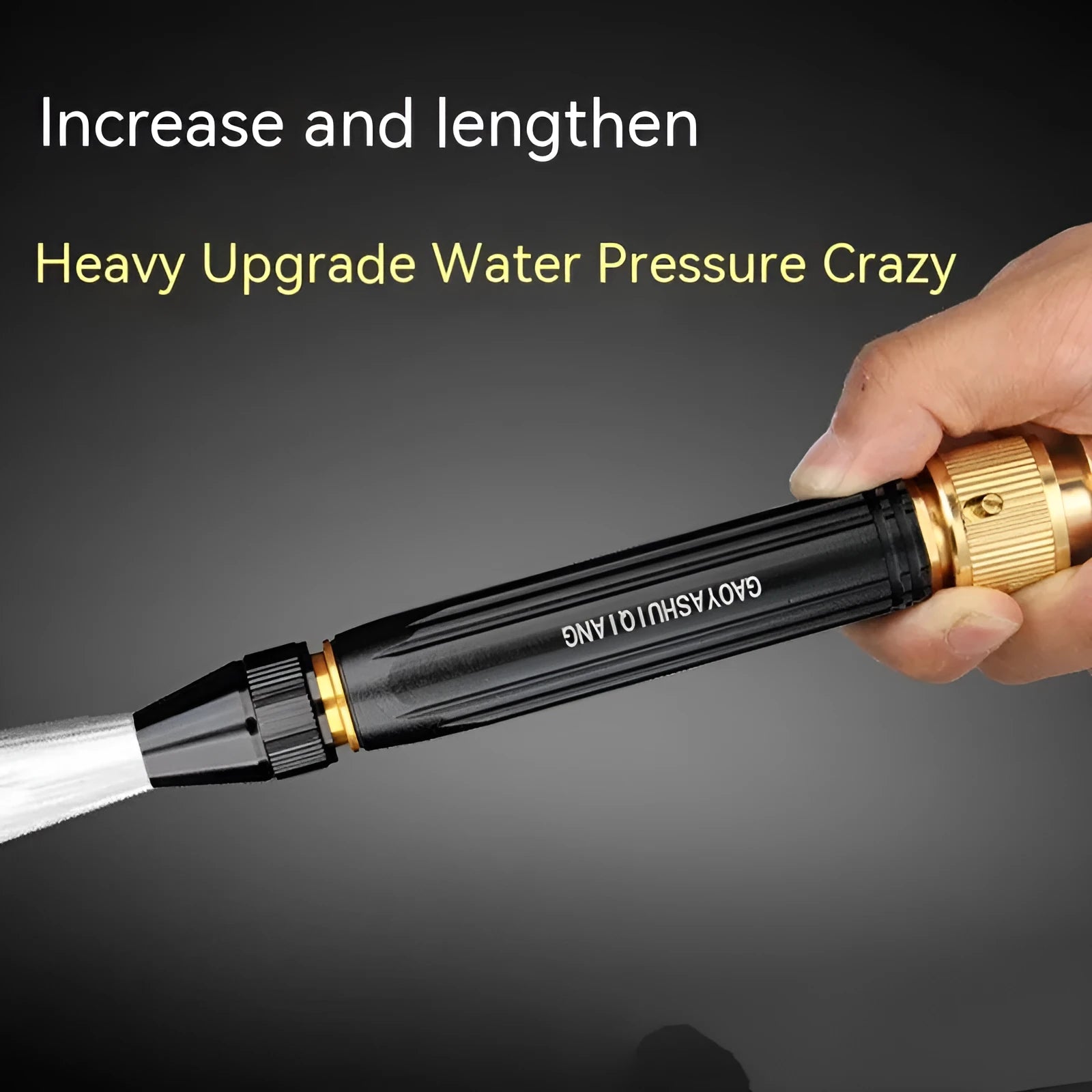 Black diamond car wash water gun with alloy body and straight spray design