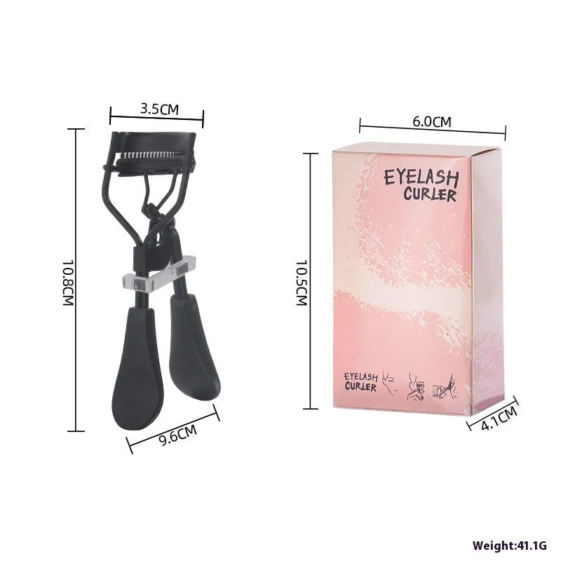 A4 manual eyelash curler with comb in black ribbon finish on white background