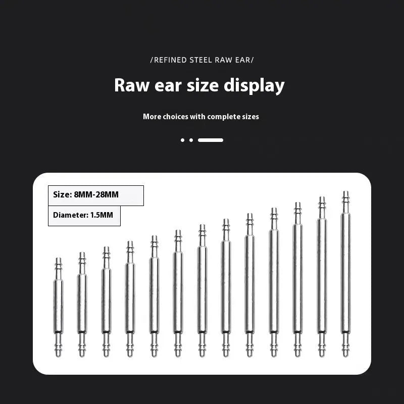Watch auricular needle spring shaft components in sizes 21mm to 26mm for repair work