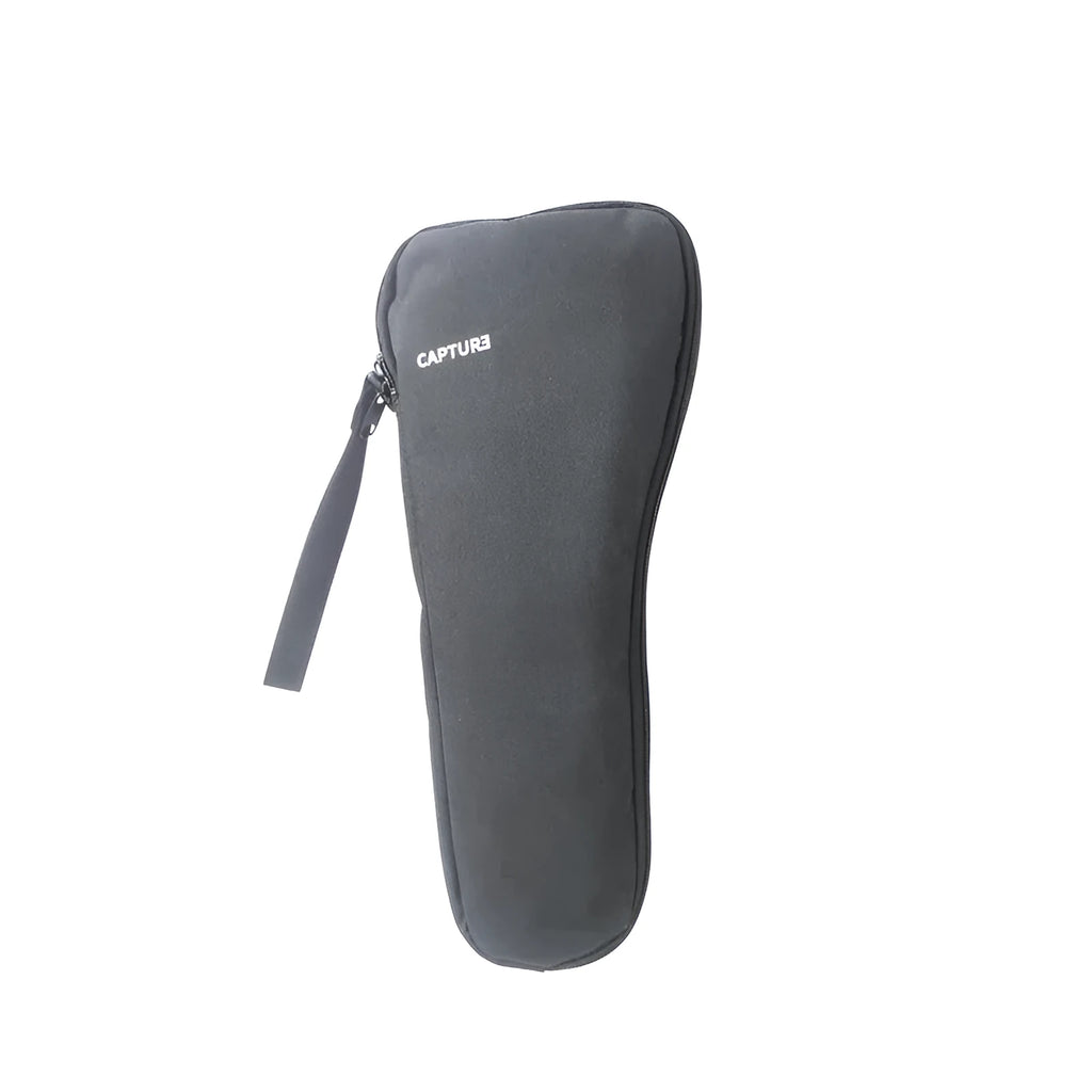 Black cloth storage bag for mobile phone stabilizer with zipped closure and multiple interior compartments