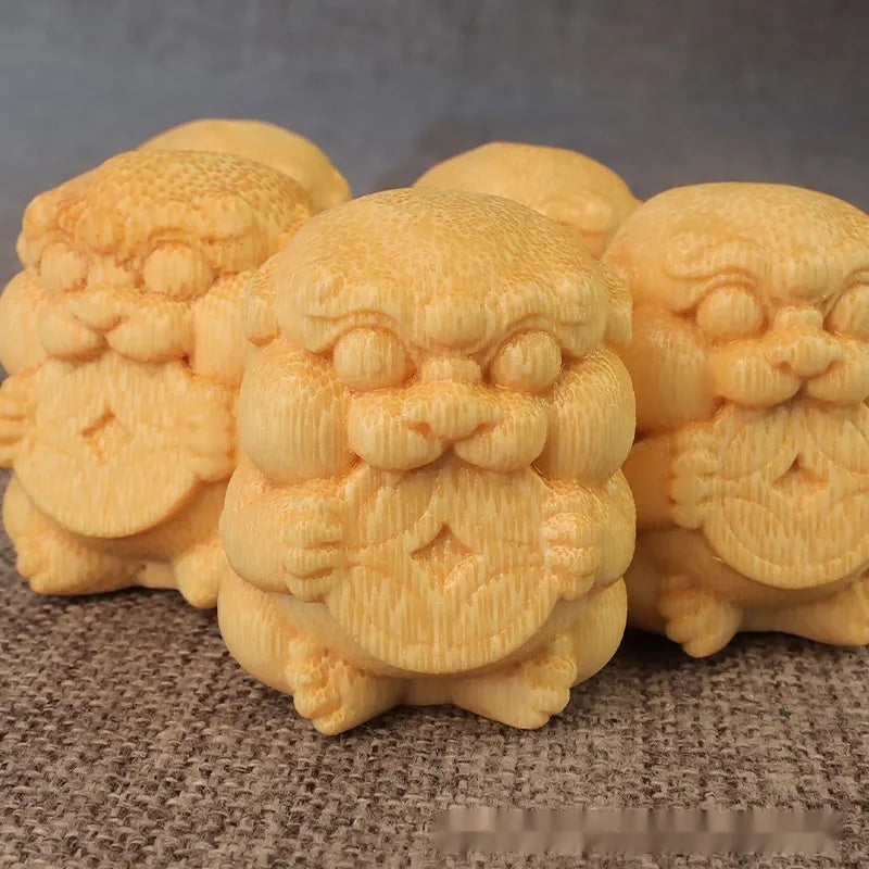 Solid bamboo carving ornament with Take Money design, 4.5cm height natural craft