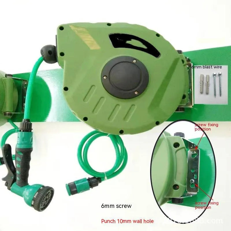 Automatic retractable hose reel with PVC pipe drum for car wash and garden watering