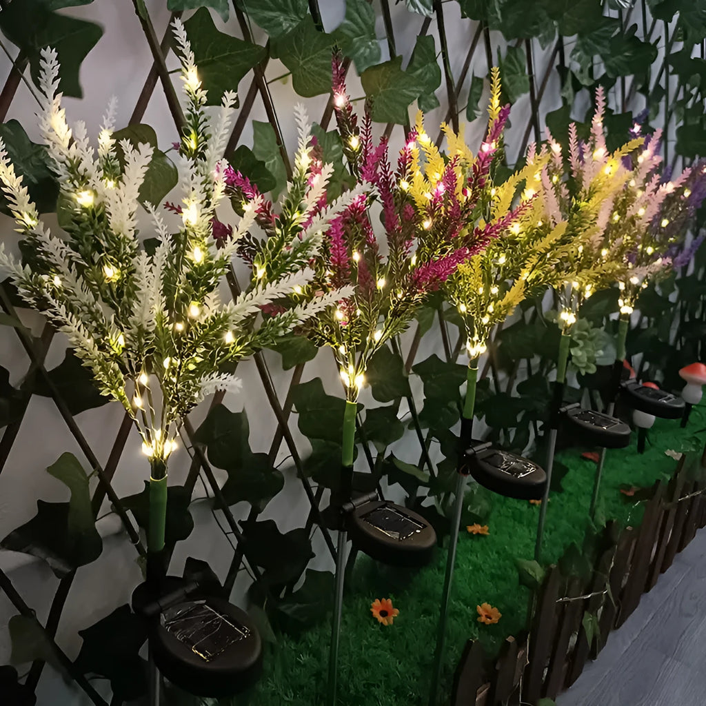 74cm tall solar-powered garden light with flower design in lavender colour options