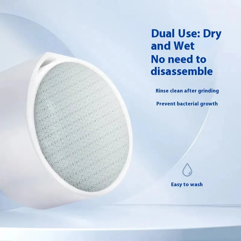 Nano Glass 2-in-1 epilator and foot grinder device in plastic body.