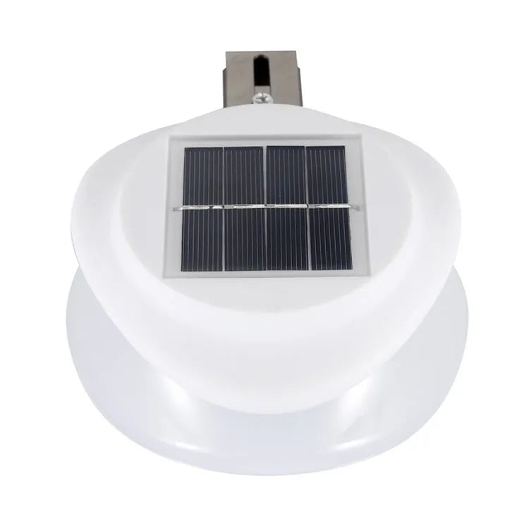 Solar outdoor wall lamp in black or white plastic housing with integrated solar panel and 9 LEDs.