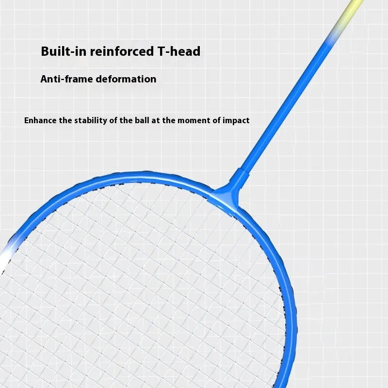 Ultra-light alloy badminton racket set showing blue and red rackets