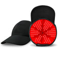 Black infrared peaked hair growth cap with 180 LED lights for red light therapy treatment