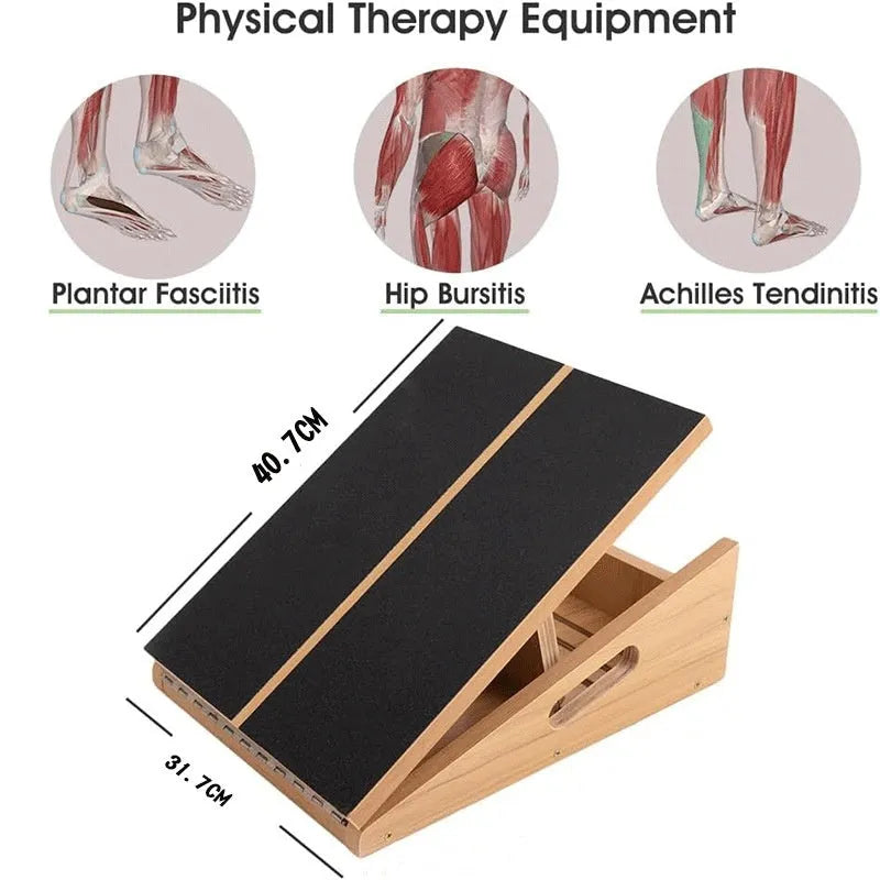 Wooden Adjustable Angle Stretch Board Exercise Fitness Equipment for Home Gym Stretching and Flexibility Training, Natural Wood Colour 40.7x31.7cm