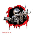 Reflective metal skull car bumper sticker with colourful broken shell design, 15cm x 14cm